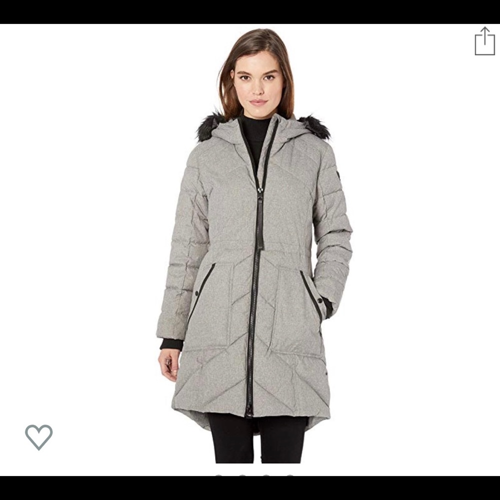 GUESS Knee Length Heavy Puffer Coat w/ Hood NWT